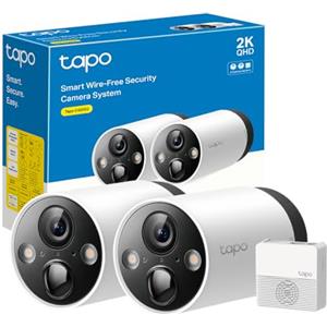 Tapo C420S2 Telecamera Wi-Fi Esterno Qhd 2K, Batteria Senza Fili, Allarme Con Rilevamento Del Movimento, Ai Detection, Ip65, 2 Vie Audio, Visione Notturna a Colori, 2 Telecamere Hub