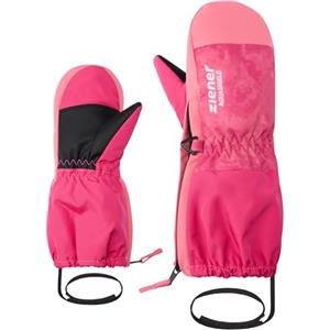 Ziener Toddler Levi-Z - Guanti da sci/sport invernali, impermeabili, polsino lungo, cerniera lunga, tie dye pop rosa, 1