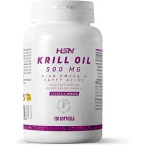 HSN Essentials HSN Olio di Krill | Olio di Krill 500mg, fonte di Omega 3 (DHA, EPA), con Astaxantina e fosfolipidi - Potente antiossidante - Materia prima RIMFROST, senza glutine, senza lattosio, 120 perline