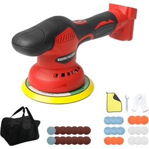 JOJOCY Milwaukee 18 V - Lucidatrice a buffer wireless compatibile con batteria a 8 velocità variabili, lucidatrice orbitale da 6 pollici, kit di cera per cera per auto (rosso)