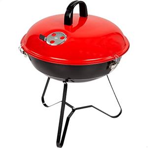 AKTIVE Piccolo barbecue portatile a carbonella con coperchio, Metallo, Ø36x44 cm, Leggero, facilmente trasportabile, Ventilazione integrata, Montaggio rapido e semplice, Per esterni