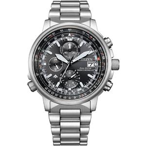 Citizen AT8300-58E - Orologio Uomo Eco-Drive Radiocomandato in Acciaio Inossidabile, Cronografo, Quadrante Nero, 20 ATM