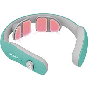 BEPER P302MAS100 Massaggiatore Cervicale, Massaggiatore Collo, 6 Modalità, Intensità regolabile, Funzione Riscaldamento, Ricaricabile, USB Incluso