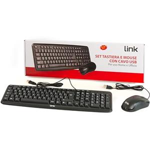 LINK LKTAST08 - KIT Tastiera Italiana 108 tasti e Mouse Ottico con cavo USB