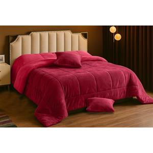 Viterbo Biancheria Piumone Trapunta In Morbido E Soffice Coral Cinigliata Double Face Con 2 Cuscini Made In Italy (Bordeaux/Rosso, Matrimoniale, (260x260CM))