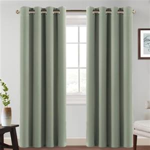 BellaHills Tende Oscuranti per Interni con Anelli 2 Pezzi 132L x 214A cm Tende Termiche per Soggiorno e Camera da Letto per Salotto Moderne Tenda Fonoassorbente, Verde Salvia