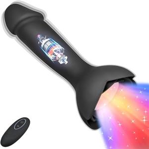 Roluck Vibratore Plug Anale con Luce, Vibratore Anale con 7 Modalità di Vibrazione, Stimolatore Prostata per Luicon Telecomando, Plug Anale per Donna e Uomo