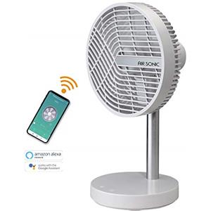 Bimar VD220 Ventilatore da Tavolo Silenzioso USB, Batteria Ricaricabile Litio, portatile D.20 cm, Oscillante, Controllo vocale, Wireless Senza Fili, 4 Velocità, Altezza 37 cm