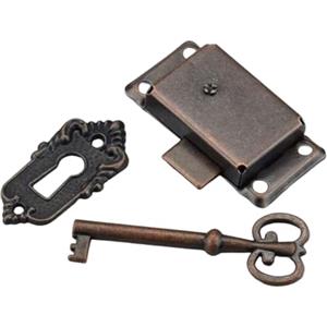 SagaSave Lucchetto per mobili, antico, antico, serratura decorativa retrò per mobili, con chiave a 2 tipologie