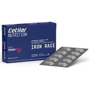 CETILAR Iron Race, Integratore che riduce il senso di stanchezza, Per sport alta intensità e allenamenti endurance, 20 capsule con Ferro Sucrosomiale®, rame, vitamine e acido folico, Cetilar Nutrition
