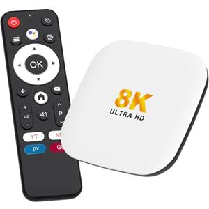 LEFFOT Android 14.0 TV Box 2025, M2 Plus 4K Ultra HD TV Box, 4GB RAM 32GB ROM, Smart TV Android Box, Supporto Controllo Vocale, 2.4G & 5G WiFi 6, BT 5.4, RK3528 Quad Core Arm Cortex-A53