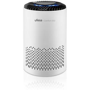 Ufesa Comfort Air 650 Purificatore d'Aria con Filtro HEPA, Tasso di Purificazione CADR 65m³/h, Copertura ≤10 m², 3 Velocità, Silenzioso ≤55dB, Timer 4-8h, Funzione Aromaterapia, Bianco