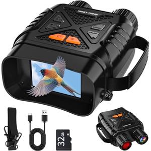 Listone Visore Notturna, 2.8HD Display, 10X Digitale Zoom 7-Livelli Infrarossi, 800M Visione con Batteria Ricaricabile da 2000mAh, Con per la Caccia, Birdwatching, Campeggio