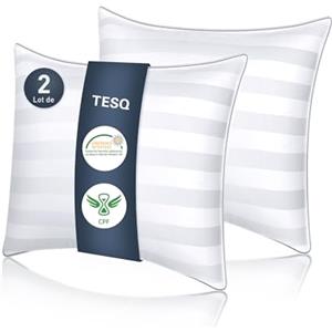 TESQ Cuscini Letto 65x65 cm Set di 2 Cuscino Morbidi e Confortevoli, Qualità Alberghiera di Lusso, Traspiranti e Anallergici, Ideali per Chi Dorme di Lato, sulla Schiena e a Pancia in Giù, Lavabili