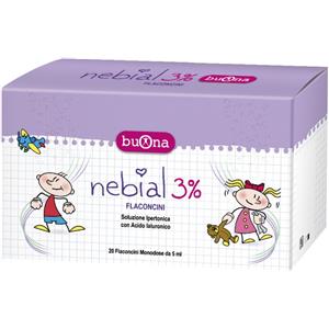 Buona Nebial 3% - Soluzione Salina Ipertonica con Acido Ialuronico, 20 Flaconcini da 5 ml per Decongestione Nasale
