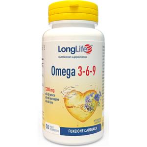 LongLife Omega 3-6-9 1200 mg - Integratore in Perle per il Controllo dei Lipidi Plasmatici con Olio di Pesce, Borragine e Lino