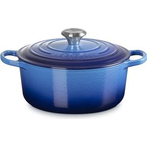 LE CREUSET Cocotte Rotonda Evolution 24cm Azure Blu Ghisa Vetrificata