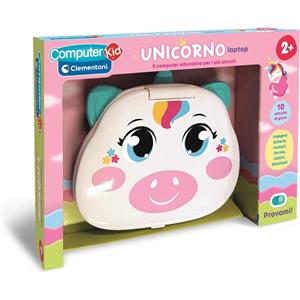Clementoni Unicorno Laptop 2 - Gioco Educativo Elettronico con 10 Attività per Imparare Lettere, Numeri, Forme e Colori