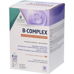 PromoPharma B-Complex - Integratore Energetico in 20 Pouch da 25ml con Vitamine B e Arginina, Gusto Arancia