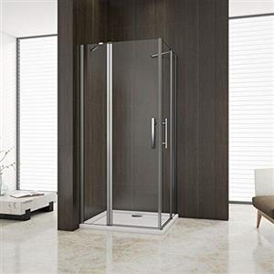 AICA 80x120x195cm Box Doccia Angolare Doppie Porte Apertura Battente-saloon Vetro Trasparente Anticalcare Con Barre Stabilizzatrici