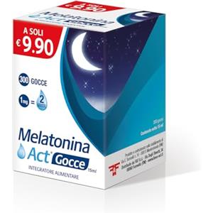 linea ACT Melatonina Act Gocce, Integratore Alimentare in Gocce a Base di Melatonina 1MG - Confezione da 300 Gocce, totale 15 ml