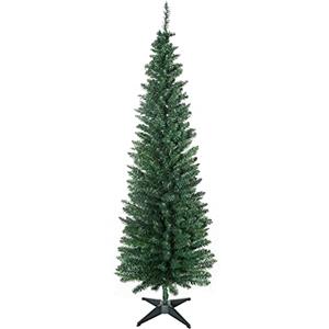 HOMCOM Albero di Natale Slim Artificiale 180 cm con Rami Realistici, Albero di Natale Alto e Stretto con Base Pieghevole, Verde
