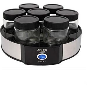 ADLER EUROPE Adler yogurtiera con 7 contenitori in vetro, potenza 20W, coperchio trasparente