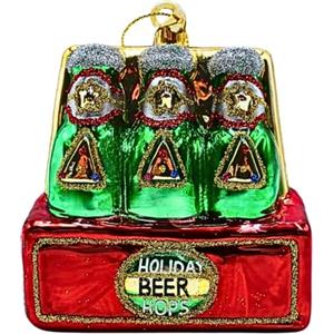 Dekohelden24 Lauschaer - Palline per albero di Natale Lauscha, sfera per albero di Natale, ornamento in vetro, confezione da 6 birre colorate in Lauscha, lunghezza 8 x 4 x 10 cm (lunghezza x larghezza