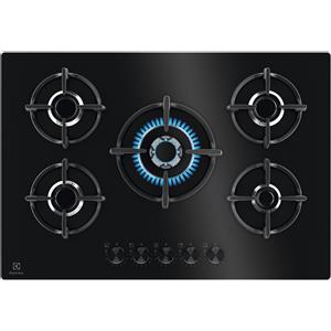 ELECTROLUX - Piano cottura a gas EGG75372K 0 cm, Griglie in ghisa, 5 fornelli, impostazioni fiamma da 1 a 9 - Nero