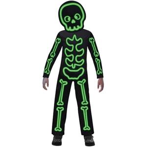 amscan - Costume per bambini, scheletro luminoso, per ragazzi e ragazze, Glow in the Dark Stick, costume intero per carnevale, feste a tema, Halloween