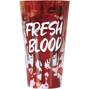 FIESTAS GUIRCA | Vaso Sangue Fresco Riutilizzabile (9x16 cm) - Decorazione da Tavola per Halloween e Feste in Maschera - Ideale per Celebrazioni ed Eventi - Rosso