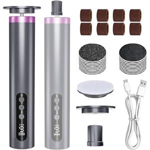 Tiandirenhe Set di pedicure elettrico 2 in 1, 13000 giri/min, 9 velocità regolabile, con lime intercambiabili, per manicure elettrica, per talloni screpolati, calli, morti (nero)