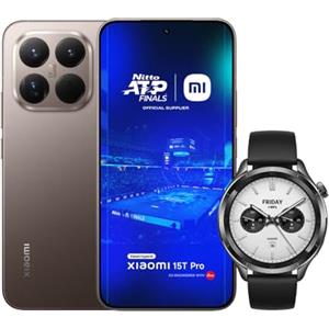 Xiaomi 15T Pro, Smartphone 12+256GB, Display Eye-care 6,83" 144Hz, MediaTek Dimensity 9400+, Leica 5x Pro 50MP, 5500mAh, Garanzia 2 Anni, Marrone Moka, Caricabatterie non incluso +Xiaomi Watch S4 Nero
