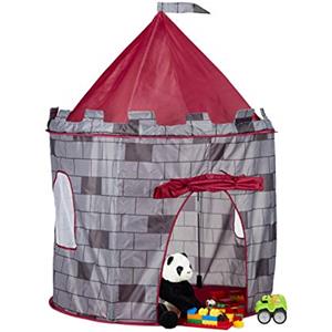 Relaxdays Tenda gioco per bambini a castello casetta giocattolo per bimbi da 3 anni HxLxP: 125 x 105 x 105 cm grigio