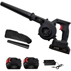 Generico Soffiatore a Batteria 42V con 2 Batterie 4000 mAh e Caricatore | Mini Soffiatore Aspiratore Foglie 2 in 1, Velocità fino a 126 km/h, Portatile per Giardino, Garage e Auto