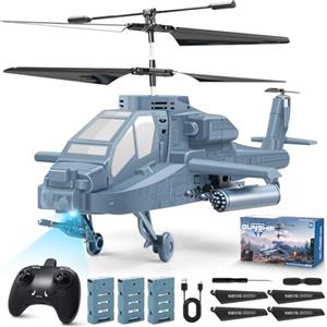 Charmofun Elicottero Telecomandato, 2.4Ghz Elicottero Radiocomandato con Luce e 3 batterie, 40 Minuti di Volo, 3.5 Canali Elicotteri RC, Aereo Telecomandato Regalo per Bambini da 8+ Anni (Blu)