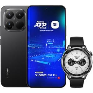 Xiaomi 15T Pro, Smartphone 12+512GB, Display Eye-care 6,83" 144Hz, MediaTek Dimensity 9400+, Leica 5x Pro 50MP, 5500mAh, Garanzia 2 Anni, Nero, Caricabatterie non incluso + Xiaomi Watch S4 Nero