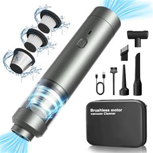 Kevsuvqin 4-IN-1 Aspirapolvere Auto Potente, 2 Livelli Regolabili, 23000PA Aspirabriciole Senza Fili Potente con Motore Brushless, Mini Aspirapolvere Senza Fili Piccolo per Auto, Ufficio e Casa