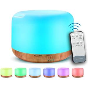 Generico Diffusore di Oli Essenziali, 300ml, Umidificatore Ultrasonico con 7 Luci LED, Telecomando, Timer 4-6 Ore