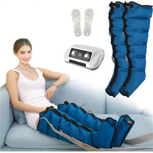 XJZHANG 6 Camere D'aria Pressoterapia Linfodrenaggio,Pressoterapia Per Casa Per Gambe E Addome, Elettrico Pressoterapia Massagg Per Braccio Vita Gambe (Blu, Máquina + piernas)