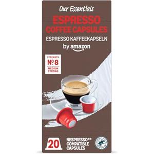 by Amazon Capsule di Caffè Espresso Compatibili con Nespresso, 20 Pezzi - Certificato Rainforest Alliance