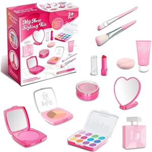 WEITAPYT Set di Trucchi per Bambina, Set Trucco Bambina Finti, Trucco Bambine Finti, Sets Trucchi Giocattolo, Adatto A Bambine Dai 3 Ai 10 Anni, Regali di Halloween, Natale E Compleanno - Rosa