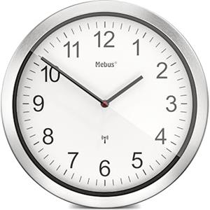 Mebus Orologio da parete radiocomandato XXL, grande orologio da parete, silenzioso, senza lancetta dei secondi, quadrante bianco, diametro 45 cm
