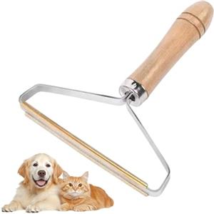 Dreamil Rimozione di pelucchi portatile per rimuovere i peli di animali, manico in legno, riutilizzabile per tappeti, peli di animali
