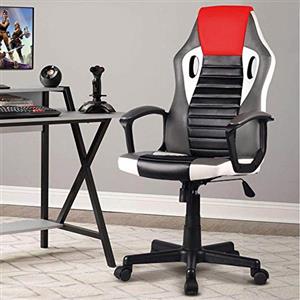 BAKAJI Poltrona Gaming Ergonomica Regolabile in Eco Pelle Girevole e Direzionale - Rosso