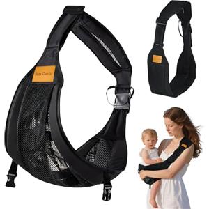 YYTECH Portagioie per neonati, portatile, portatile, laterale, regolabile, da 3 a 36 mesi, per bambini fino a 20 kg (nero)
