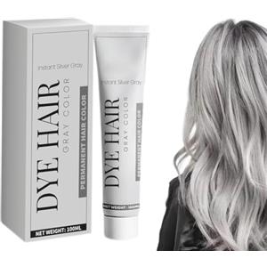 Generico Crema colorante naturale per capelli grigi, tinta unisex grigio chiaro argento, tinta grigia istantanea, balsamo lucidante per tutti i tipi di capelli (1 pezzi)