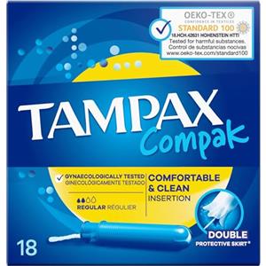 Tampax Compak - Assorbenti interni regular, con applicatore, 18 pezzi, protezione dalle perdite, discreti, per sentirsi pulite