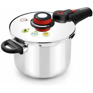 MONIX Selecta | Pentola a pressione 6 L, Acciaio Inox 18/10 | Sistema di selezione degli alimenti, Chiusura automatica, Argento