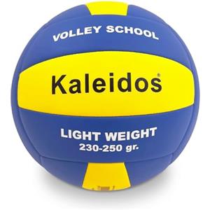 Mondo Sport Palla da Gioco Volley SCHOOL, Taglia 5 Indoor, Soft Touch Finta Pelle, 250 g, Colore Giallo, Blu - 13066
